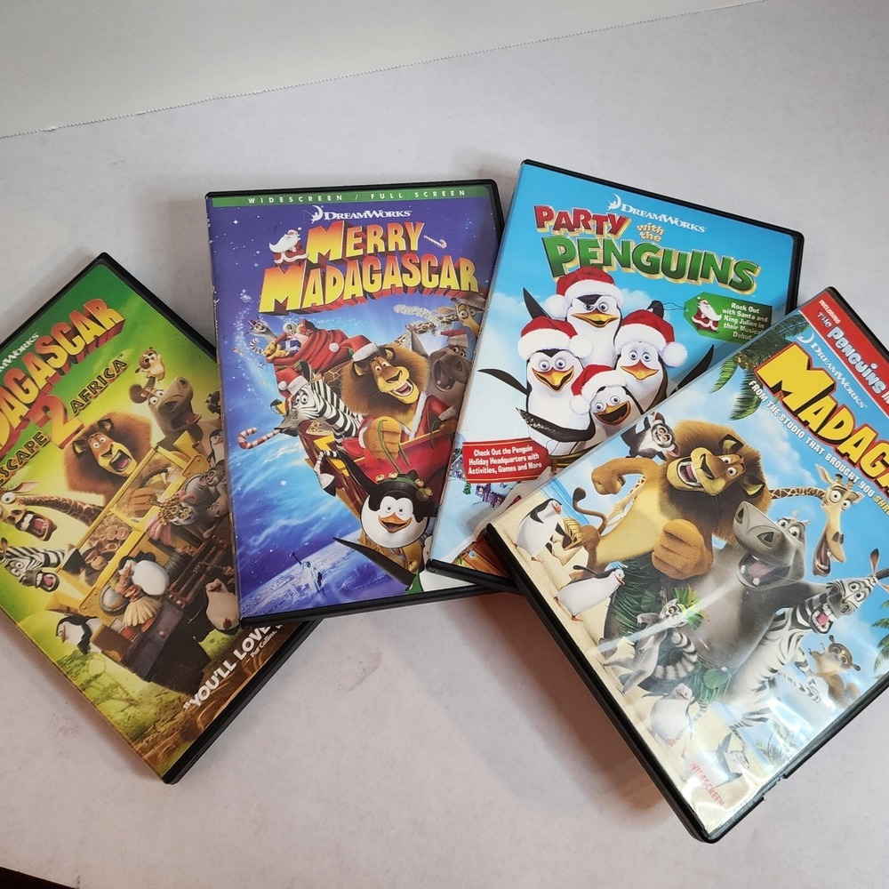 Madagascar 1 ,2 & 2 Christmas movies (DVD, 2005, Full‎ Frame)